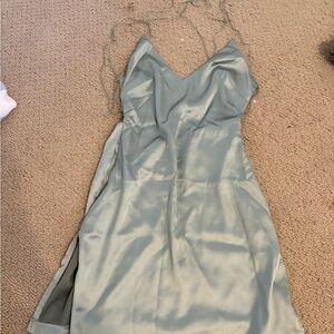 Beginning Boutique Pale Sage Satin Slip Dress